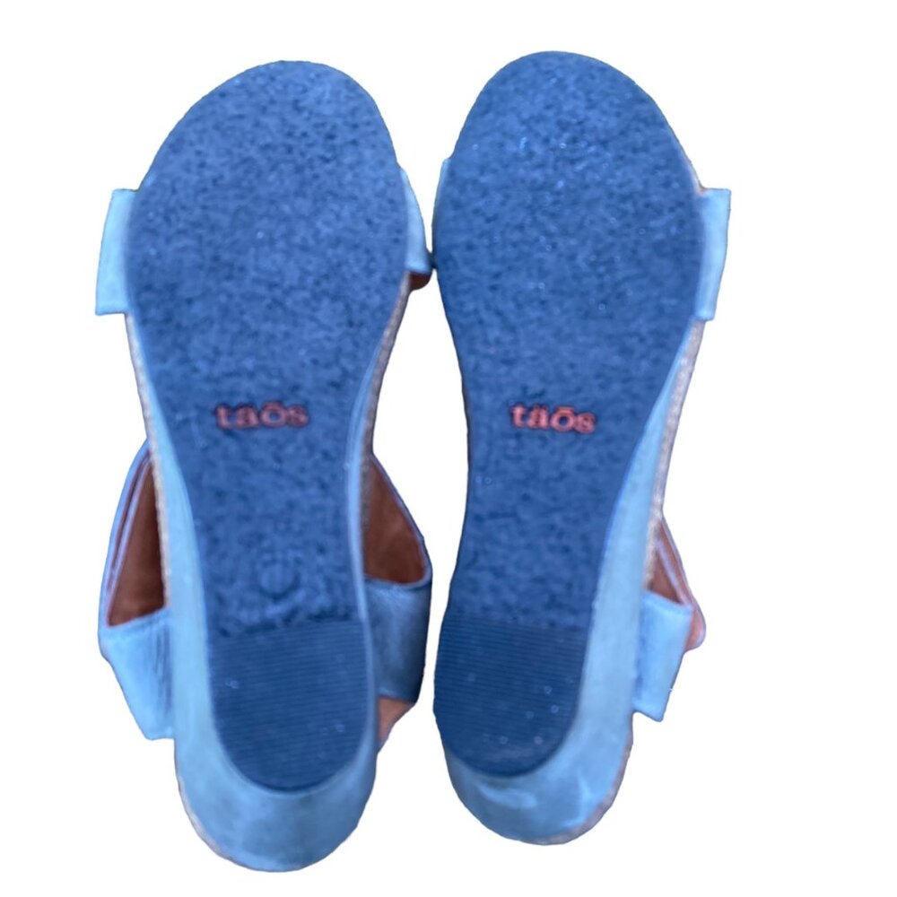 Taos Carousel Strappy Wedge Sandal Womens EUR 42 US 10.5 Distressed Gray Leather - Picture 12 of 14